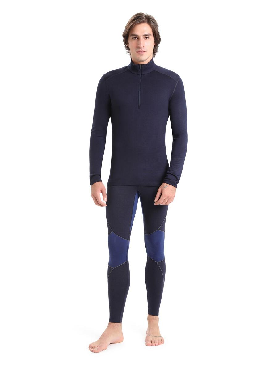 Base Layers Icebreaker Merino 260 Tech Long Sleeve Half Zip Thermal Top Homme Bleu Marine | FR 1385OKIR